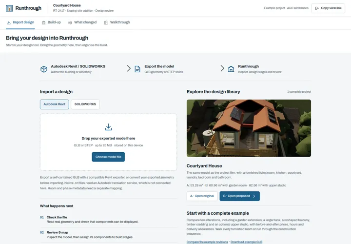 Runthrough design import